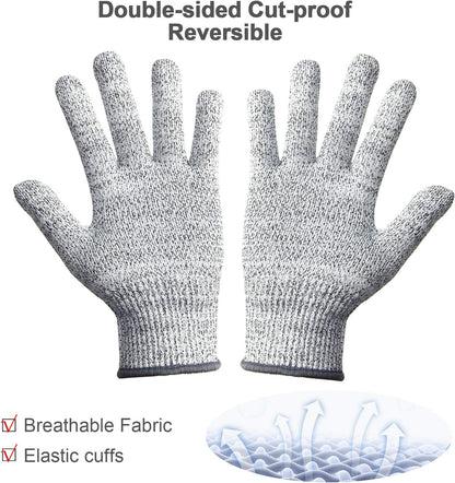 Cutting Gloves, 2 Pairs Cut Resistant Gloves, Cut Proof Gloves Kitchen, Cutting Gloves for Chef, Cut Gloves, Grey