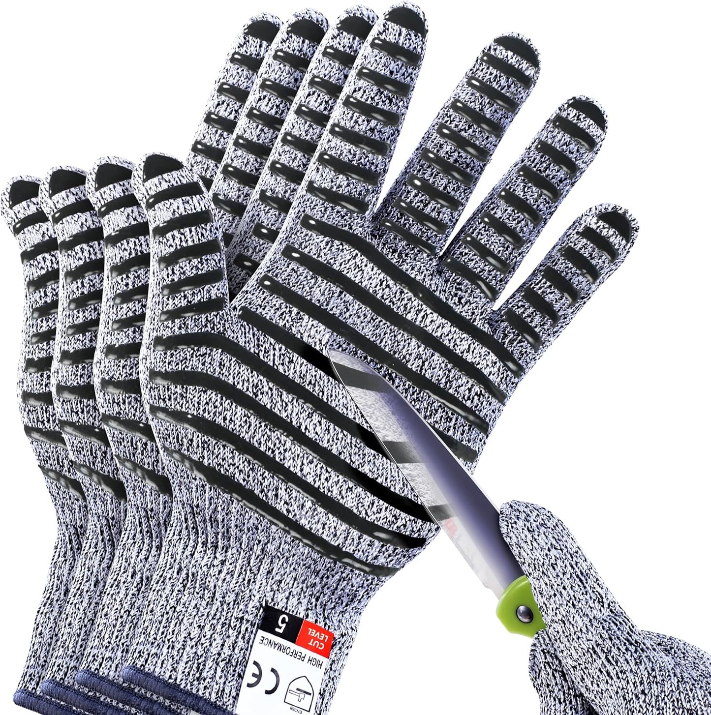 Cutting Gloves, 2 Pairs Cut Resistant Gloves, Cut Proof Gloves Kitchen, Cutting Gloves for Chef, Cut Gloves, Grey