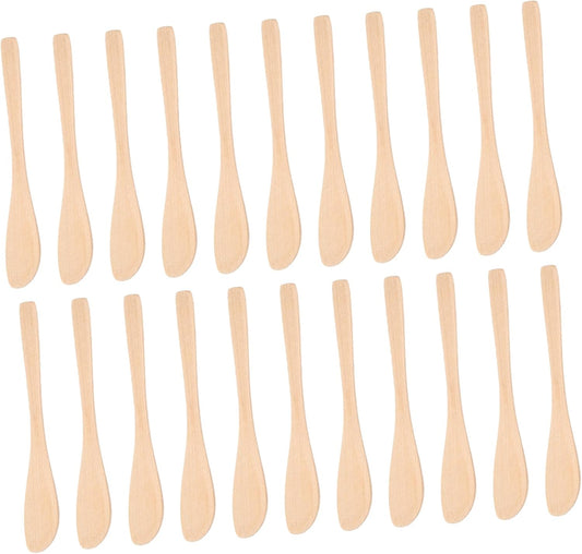 20PCS Wooden Butter Knife, Mini Jam Spreader Set for Cheese Sandwich, Small Wood Spatula Cream Scraper, Dumpling Spoon, Peanut Food Spreading Knives