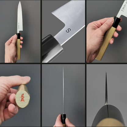 SW Japanese Petty Knife with Sheath 6.5" (165mm) Made in JAPAN, Professional Kitchen Utility Knife for Fruit and Vegetable, Ultra Sharp Swedish Stainless Steel Blade, Wood Wa Handle