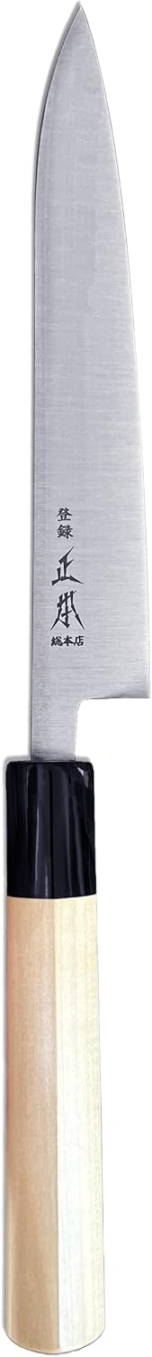 SW Japanese Petty Knife with Sheath 6.5" (165mm) Made in JAPAN, Professional Kitchen Utility Knife for Fruit and Vegetable, Ultra Sharp Swedish Stainless Steel Blade, Wood Wa Handle