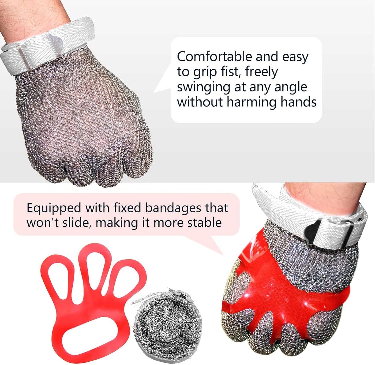 A9 Chainmail Glove, Cut Resistant Stainless Steel Butcher Glove for Cutting Meat & Fish Filleting