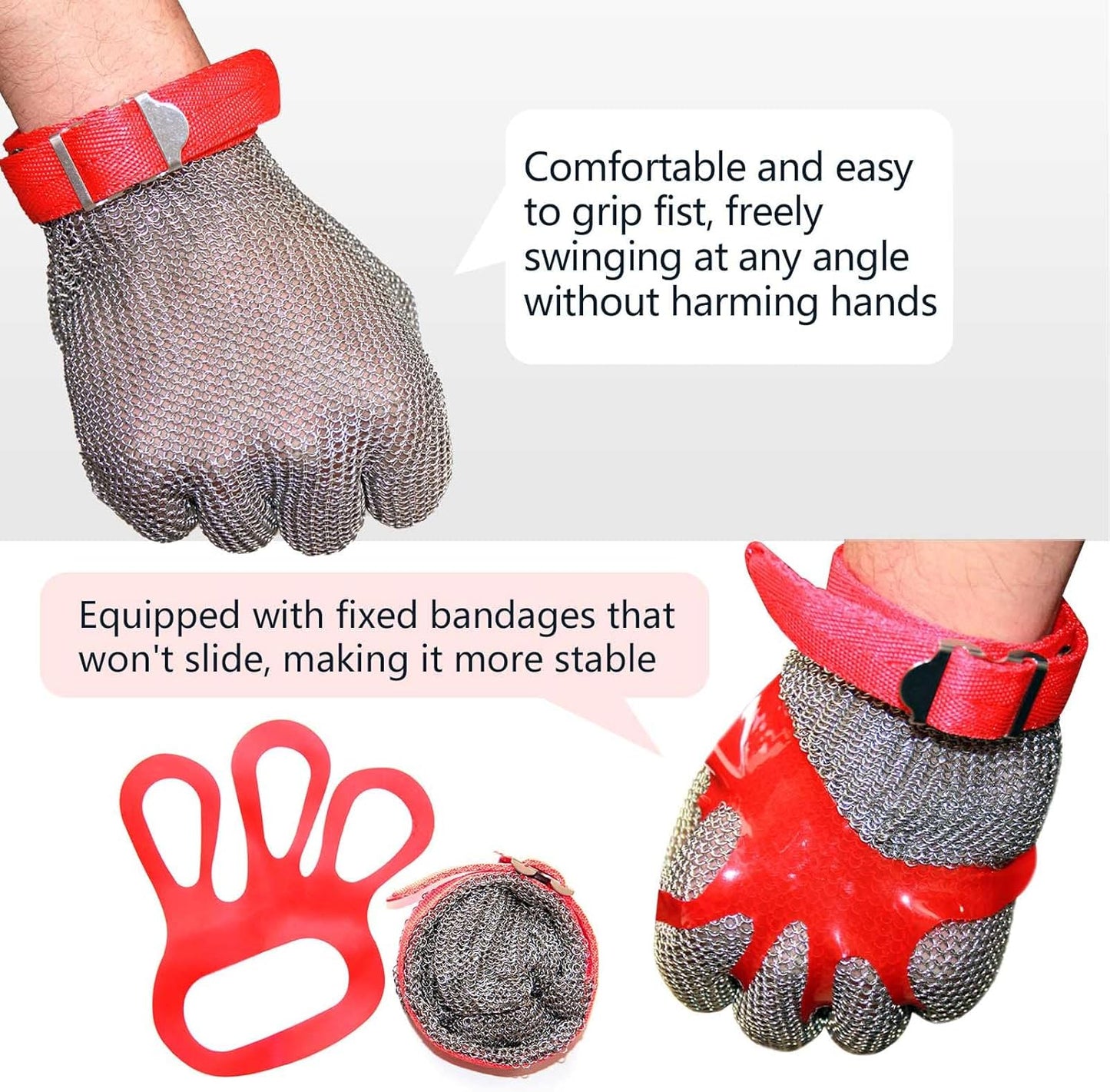 A9 Chainmail Glove, Cut Resistant Stainless Steel Butcher Glove for Cutting Meat & Fish Filleting