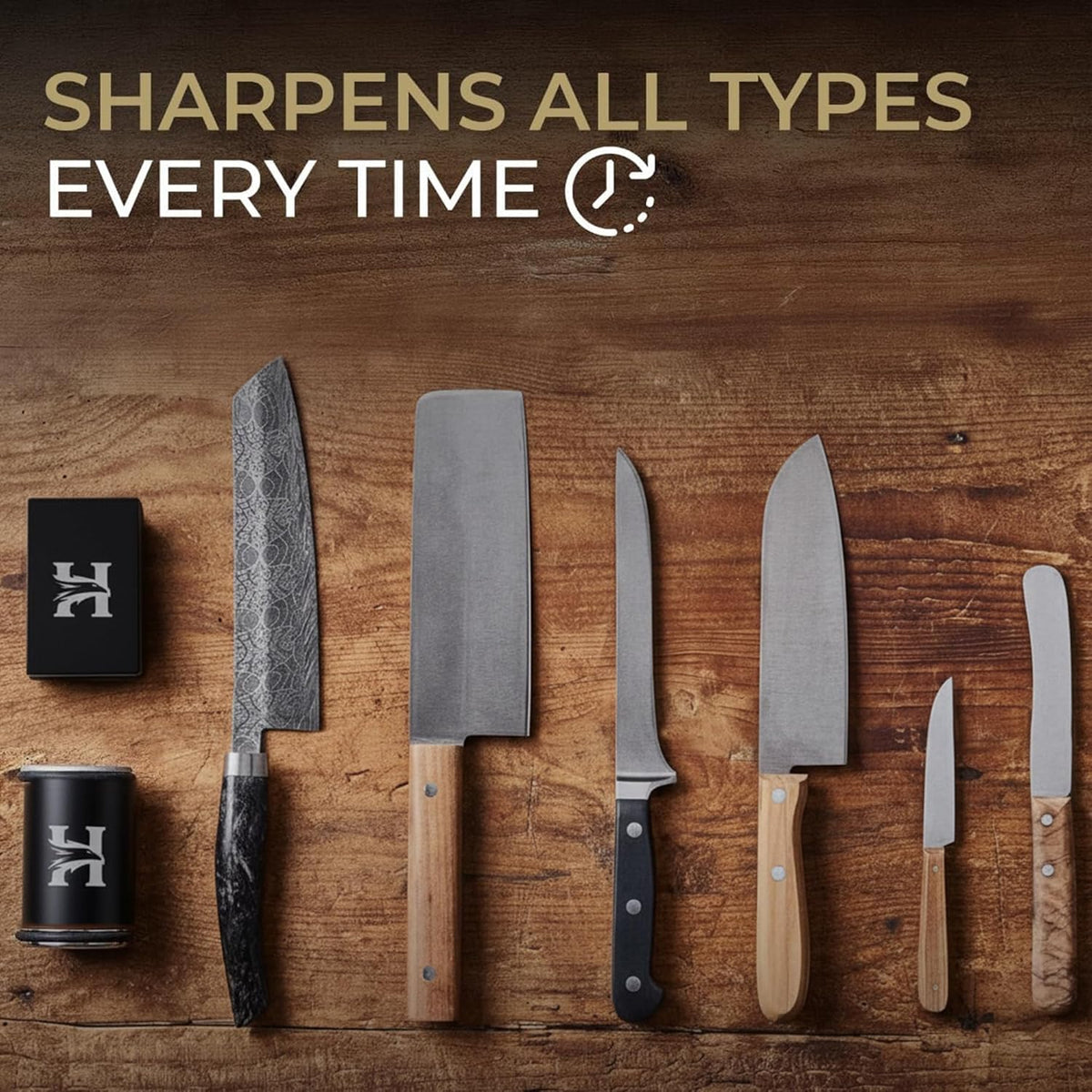 High Carbon Stainless Steel Rolling Knife Sharpener with 400, 1000 & 3000 Replacement Discs - Blunt Knife Sharpening Kit with 15 and 20 Degree Sharpening for Kitchen & Chef's Knives