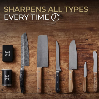 High Carbon Stainless Steel Rolling Knife Sharpener with 400, 1000 & 3000 Replacement Discs - Blunt Knife Sharpening Kit with 15 and 20 Degree Sharpening for Kitchen & Chef's Knives