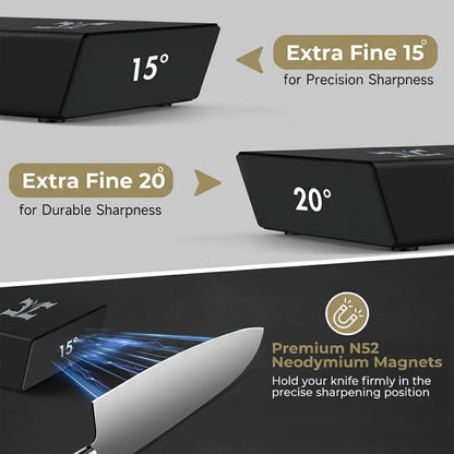 High Carbon Stainless Steel Rolling Knife Sharpener with 400, 1000 & 3000 Replacement Discs - Blunt Knife Sharpening Kit with 15 and 20 Degree Sharpening for Kitchen & Chef's Knives