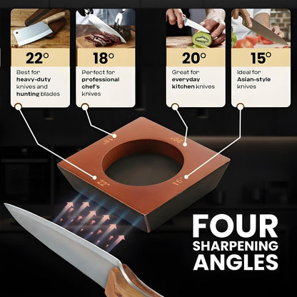 High Carbon Stainless Steel Rolling Knife Sharpener with 400, 1000 & 3000 Replacement Discs - Blunt Knife Sharpening Kit with 15 and 20 Degree Sharpening for Kitchen & Chef's Knives