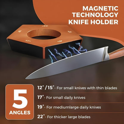 High Carbon Stainless Steel Rolling Knife Sharpener with 400, 1000 & 3000 Replacement Discs - Blunt Knife Sharpening Kit with 15 and 20 Degree Sharpening for Kitchen & Chef's Knives