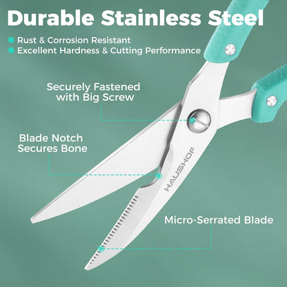 10" Poultry Shears, Stainless Steel Kitchen Scissors for Food