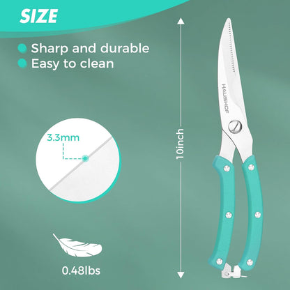 10" Poultry Shears, Stainless Steel Kitchen Scissors for Food