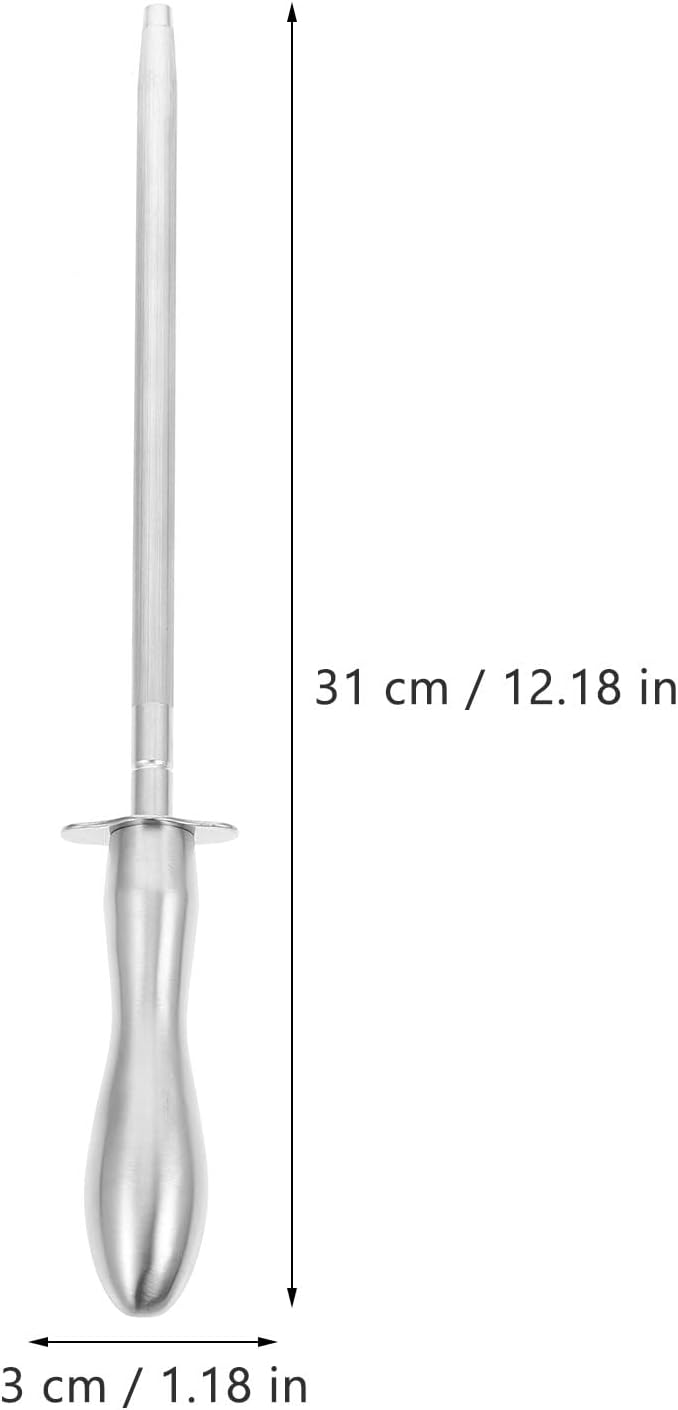 12.20 Inch Stainless Steel Handheld Cutter Sharpener Rod for Kitchen Knives Scissors and Household Tools Multifunctional Knife Honing Stick