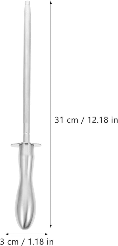 12.20 Inch Stainless Steel Handheld Cutter Sharpener Rod for Kitchen Knives Scissors and Household Tools Multifunctional Knife Honing Stick