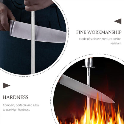 12.20 Inch Stainless Steel Handheld Cutter Sharpener Rod for Kitchen Knives Scissors and Household Tools Multifunctional Knife Honing Stick