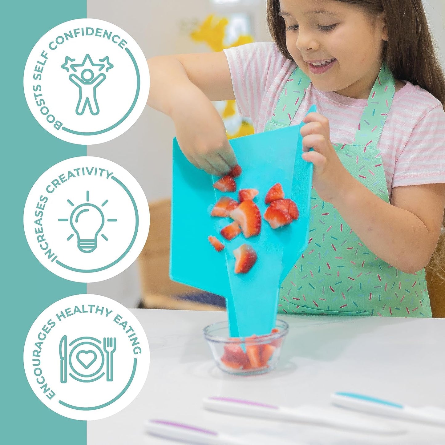TOVLA JR. Premium Montessori Kid-Safe Knife & Cutting Board Set – Real Kitchen Tools for Toddlers & Young Kids Learning to Cook, Safe & Easy for Begin...