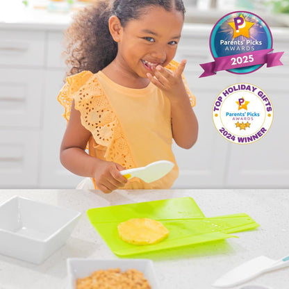 TOVLA JR. Premium Montessori Kid-Safe Knife & Cutting Board Set – Real Kitchen Tools for Toddlers & Young Kids Learning to Cook, Safe & Easy for Begin...