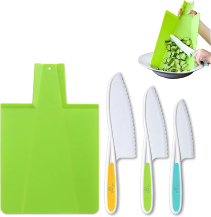 TOVLA JR. Premium Montessori Kid-Safe Knife & Cutting Board Set – Real Kitchen Tools for Toddlers & Young Kids Learning to Cook, Safe & Easy for Begin...