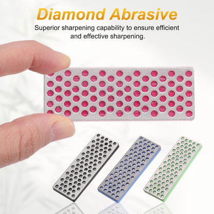 4pcs Mini Knife Sharpening Stones Whetstone Set 240/360/500/1000 Grits Diamond Sharpener Portable Hand Sharpen Tools for Knives Scissors
