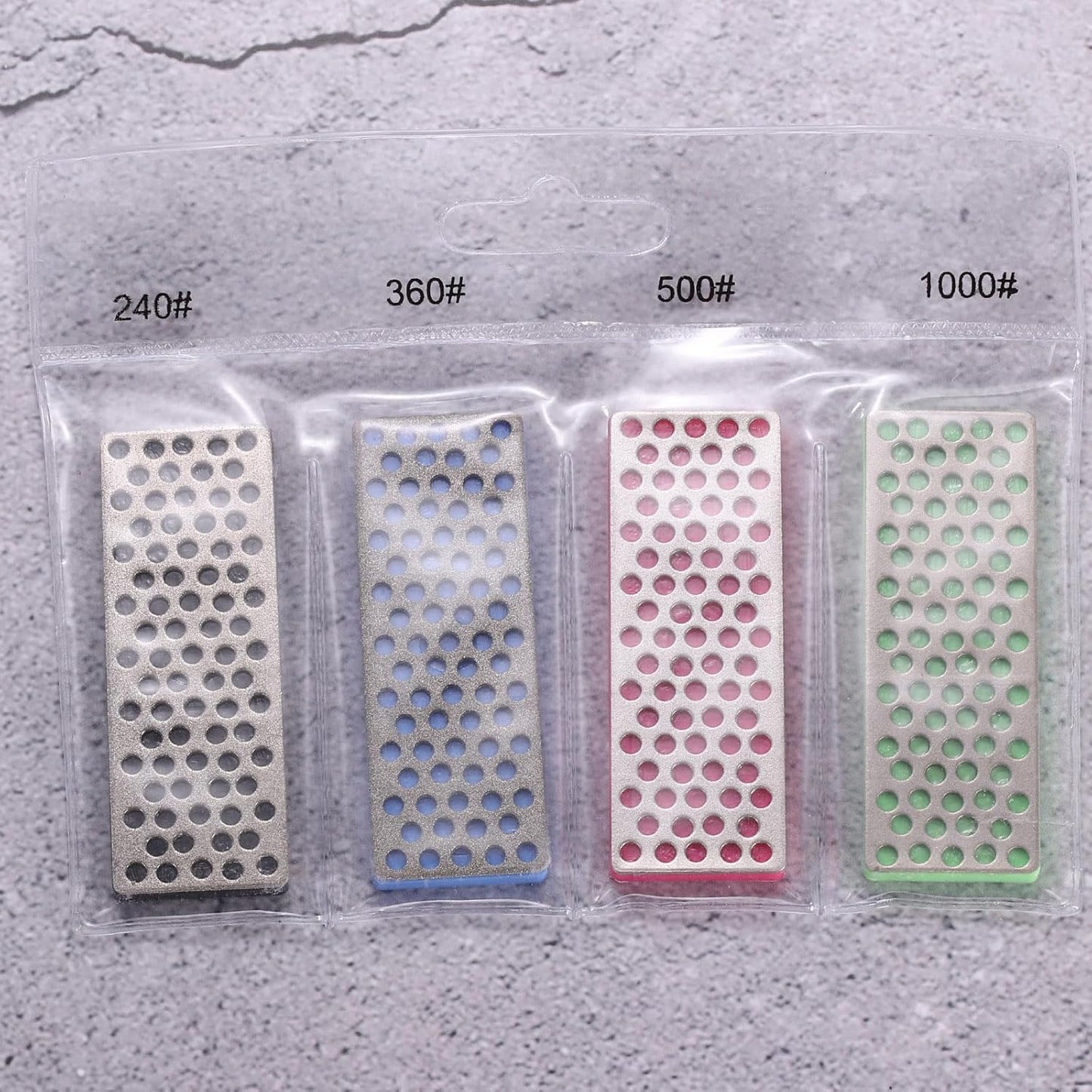 4pcs Mini Knife Sharpening Stones Whetstone Set 240/360/500/1000 Grits Diamond Sharpener Portable Hand Sharpen Tools for Knives Scissors