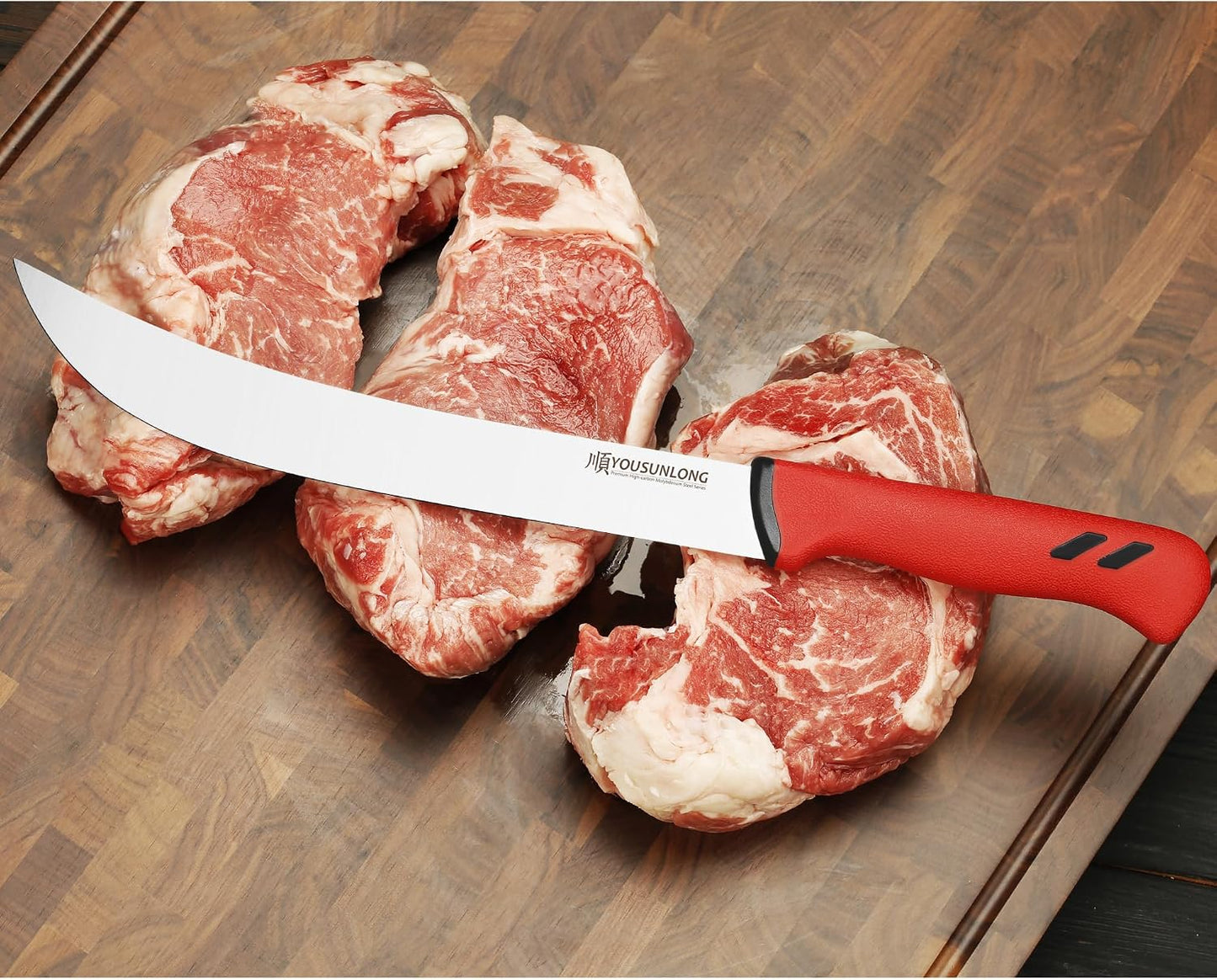 Cimeter Butcher Knife - 10" (255mm) Curved Blade - Premium High-carbon Molybdenum Steel - Ergonomic Non-slip Handle