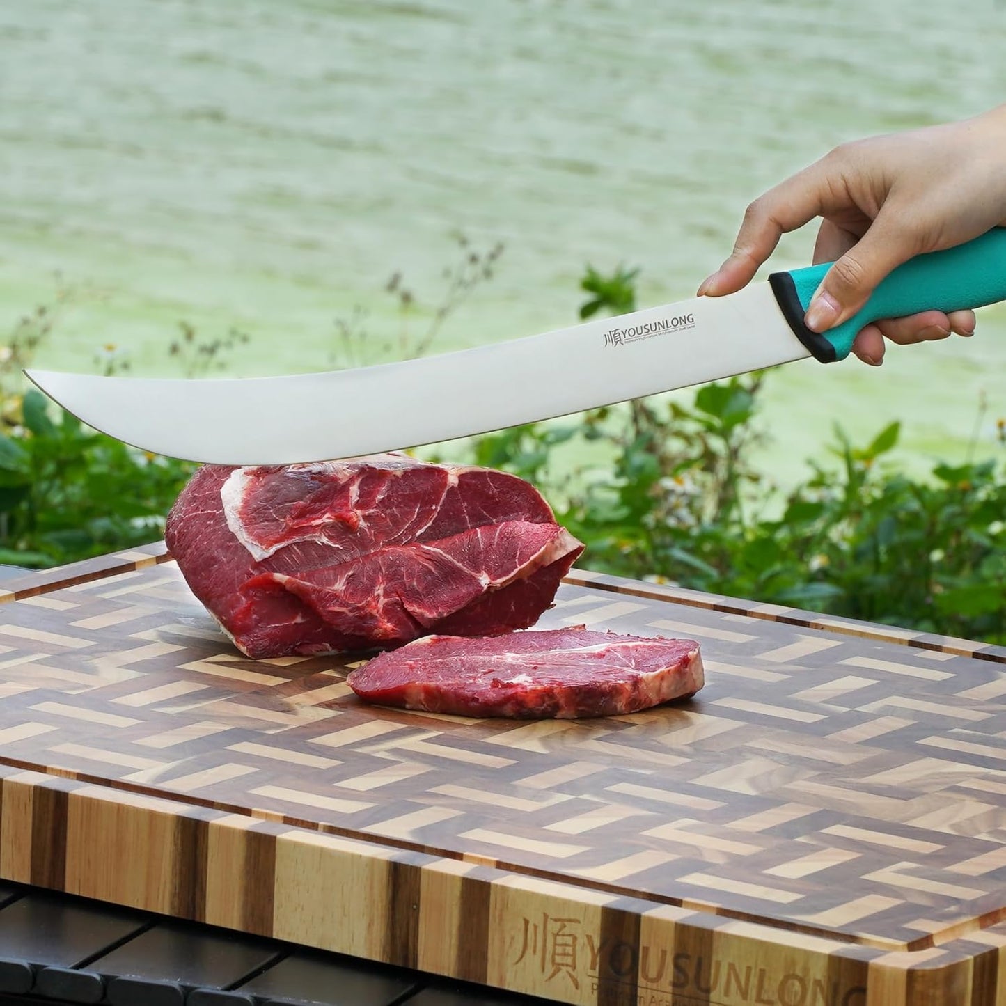 Cimeter Butcher Knife - 10" (255mm) Curved Blade - Premium High-carbon Molybdenum Steel - Ergonomic Non-slip Handle