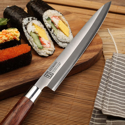 Deba Knife 6.5 inches, Chef Knife Single Bevel High Carbon Stainless Steel 1.4116 Japanese Style Kitchen Knife for Fish and Meat with Rosewood Handle Chopping Knife with Gift Box