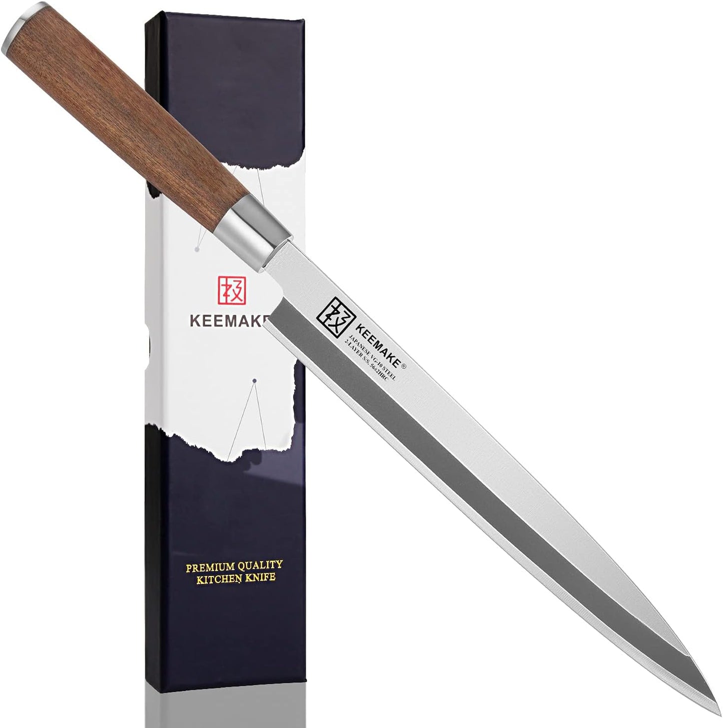 Deba Knife 6.5 inches, Chef Knife Single Bevel High Carbon Stainless Steel 1.4116 Japanese Style Kitchen Knife for Fish and Meat with Rosewood Handle Chopping Knife with Gift Box