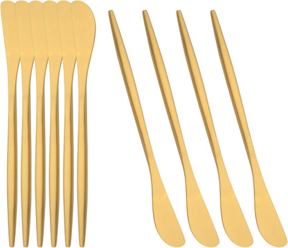 10 Pack Gold Cheese Spreader Knife, Stainless Steel Butter Spreader, 6.9 inches, Condiment Knives for Peanut Sandwich Cream Breakfast Dessert, Matte Serving Utensils