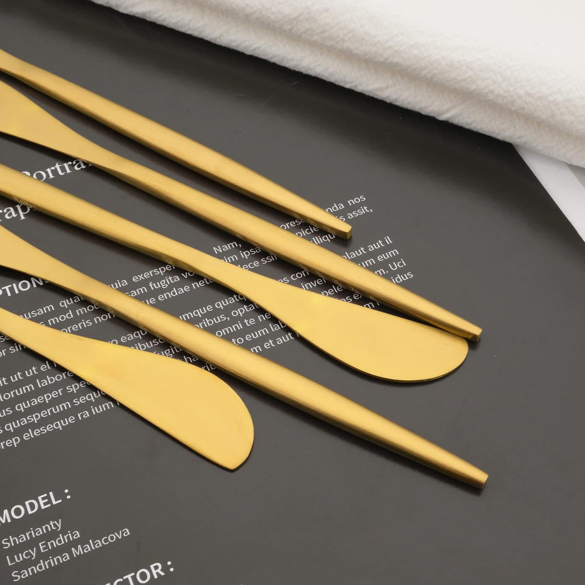 10 Pack Gold Cheese Spreader Knife, Stainless Steel Butter Spreader, 6.9 inches, Condiment Knives for Peanut Sandwich Cream Breakfast Dessert, Matte Serving Utensils