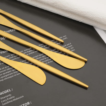 10 Pack Gold Cheese Spreader Knife, Stainless Steel Butter Spreader, 6.9 inches, Condiment Knives for Peanut Sandwich Cream Breakfast Dessert, Matte Serving Utensils