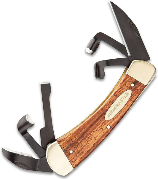 Bushmaster Classic Whittler’s Pocket Knife | Folding Whittling Knife with 6 Wood Carving Blades | High Carbon Steel Detail, Gouge, Hook, V-Scorp & Chisel Tools