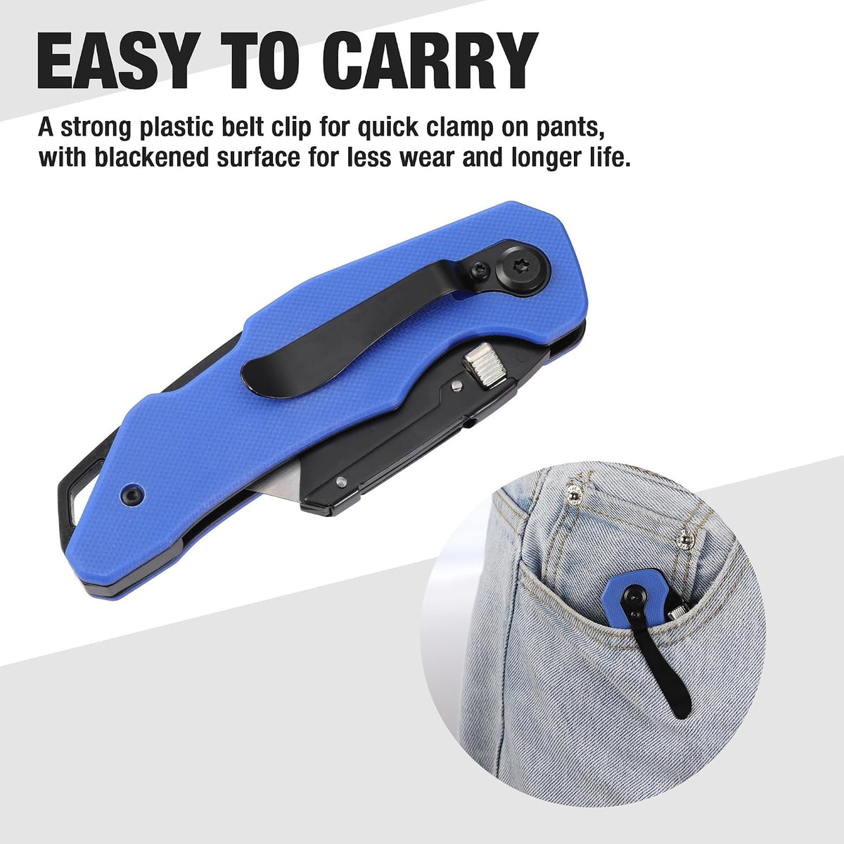 Folding Utility Knife with Stainless Steel Head, Quick-change Blade & Back Lock, Wood Handle Heavy Duty Box Cutter, 1PC Razor Knife with Extra 10PC SK5 Blades