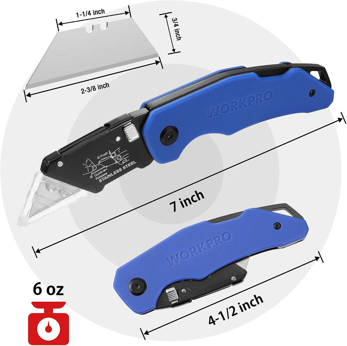 Folding Utility Knife with Stainless Steel Head, Quick-change Blade & Back Lock, Wood Handle Heavy Duty Box Cutter, 1PC Razor Knife with Extra 10PC SK5 Blades