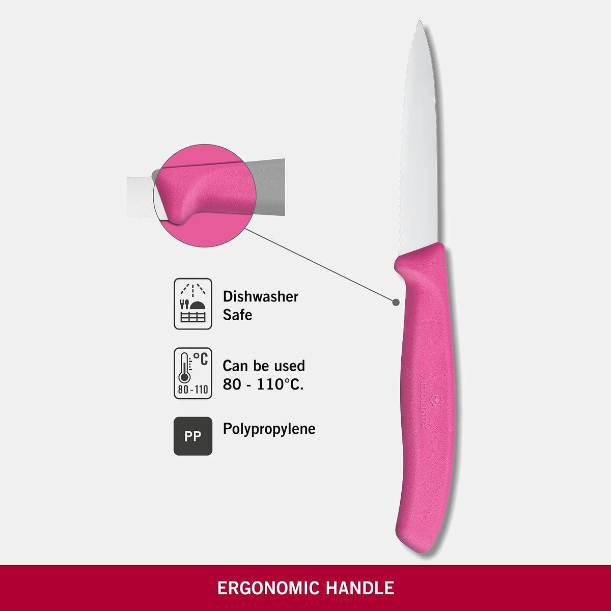 6.7636.L115 Swiss Classic Paring Knife for Cutting and Preparing Fruit and Vegetables Serrated Blade in Pink, 3.1 inches