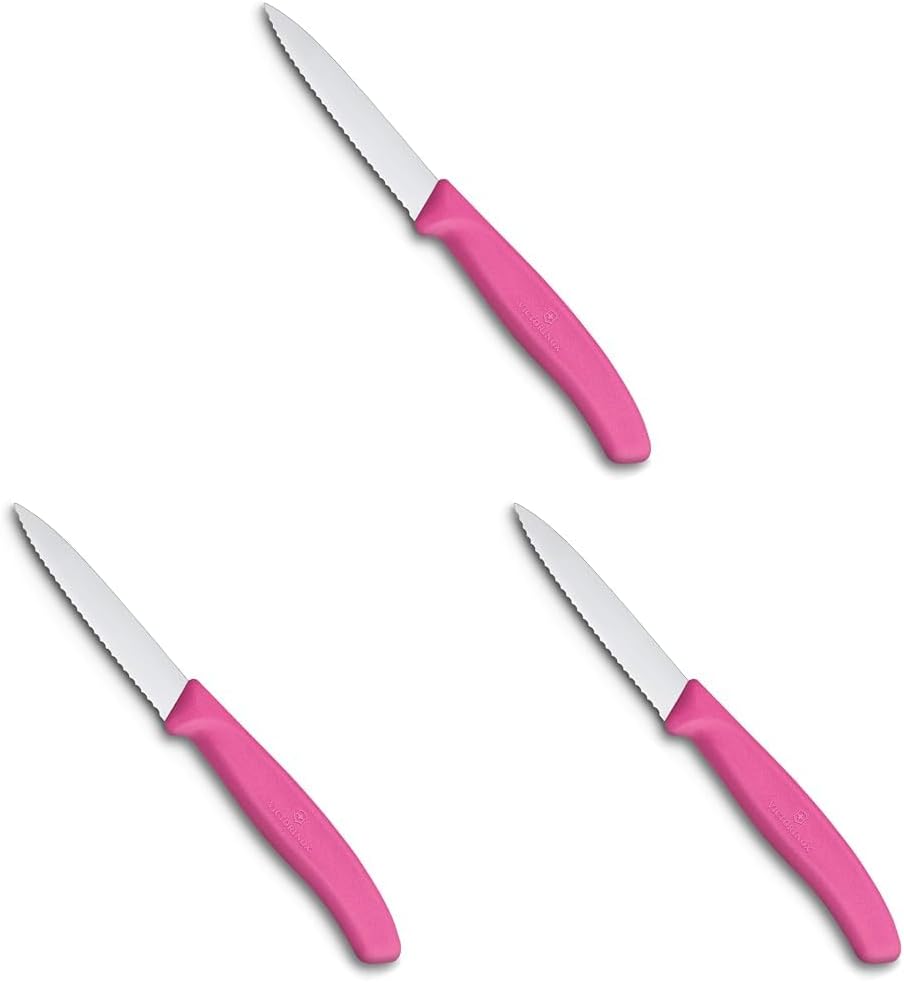 6.7636.L115 Swiss Classic Paring Knife for Cutting and Preparing Fruit and Vegetables Serrated Blade in Pink, 3.1 inches