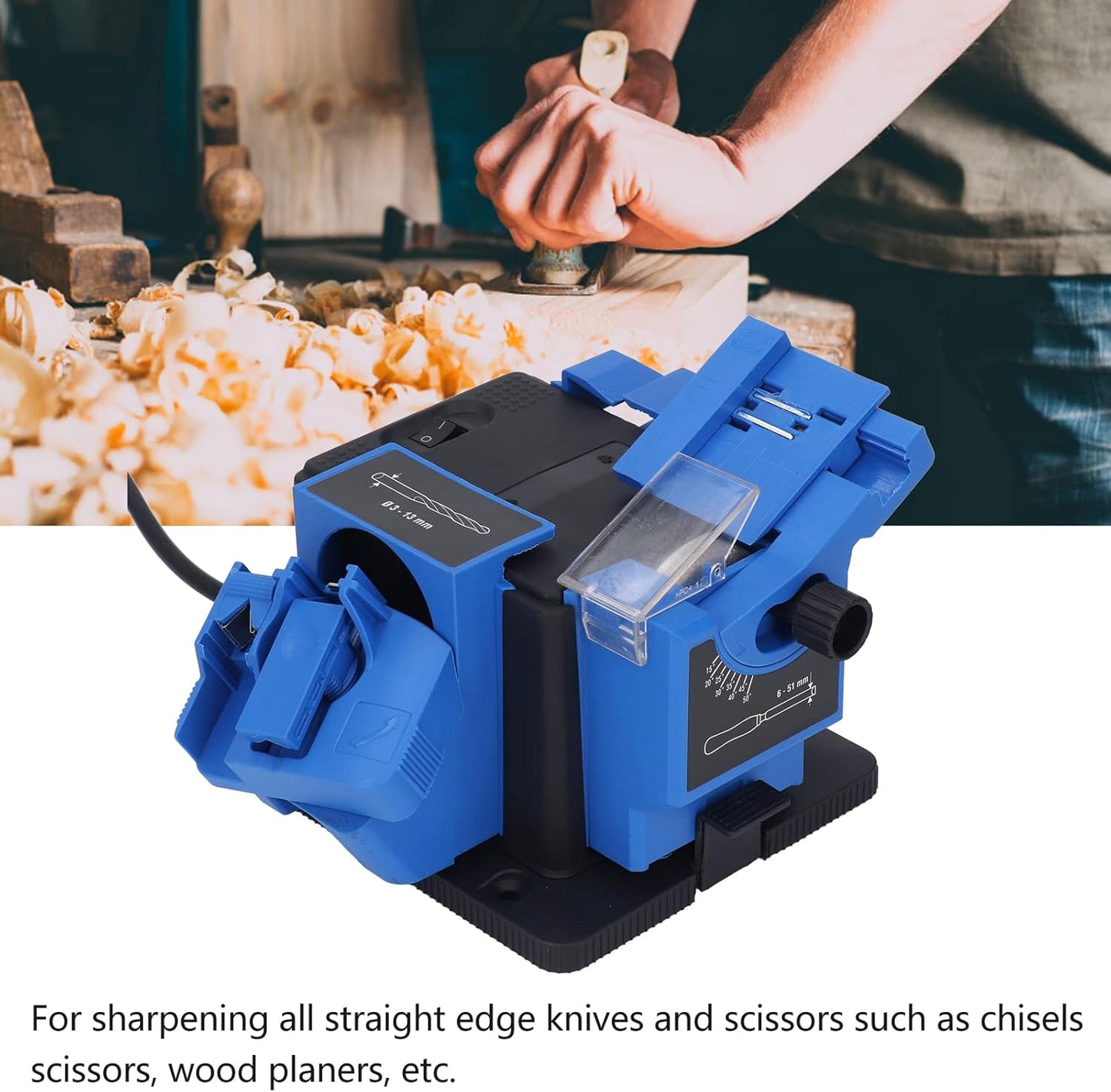 Multi Task Sharpener Tool, 65W Drill Bit Sharpener Multifunctional Electric Knife Sharpener High Strength Electric Cutter Sharpening Machine 15 to 50 Degree Angle for Grinding