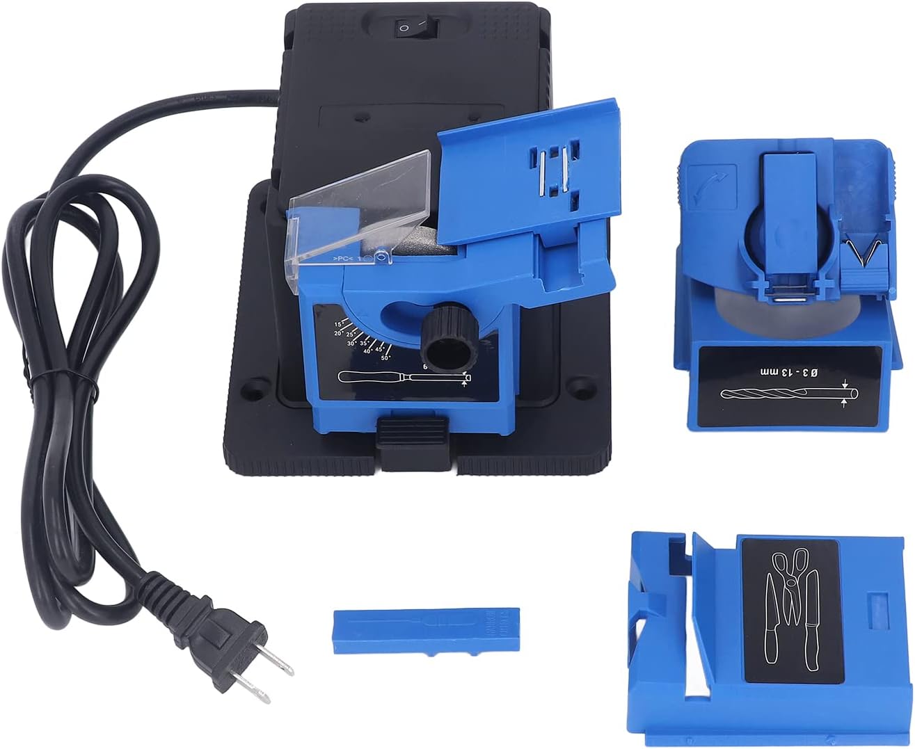 Multi Task Sharpener Tool, 65W Drill Bit Sharpener Multifunctional Electric Knife Sharpener High Strength Electric Cutter Sharpening Machine 15 to 50 Degree Angle for Grinding