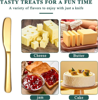 Butter Knife Spreader 6 Pieces 5.6", Stainless Steel Gold Butter Knives, Butter Spreader Gold Kitchen Accessories Utensils for Home and Restaurant Dishwasher Safe
