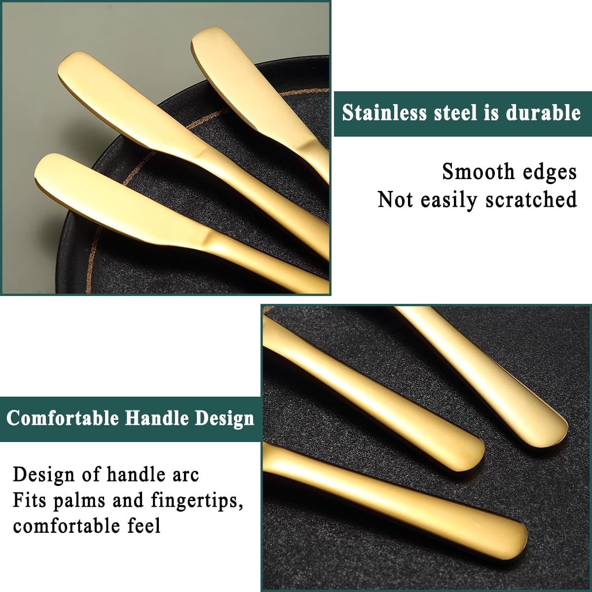 Butter Knife Spreader 6 Pieces 5.6", Stainless Steel Gold Butter Knives, Butter Spreader Gold Kitchen Accessories Utensils for Home and Restaurant Dishwasher Safe