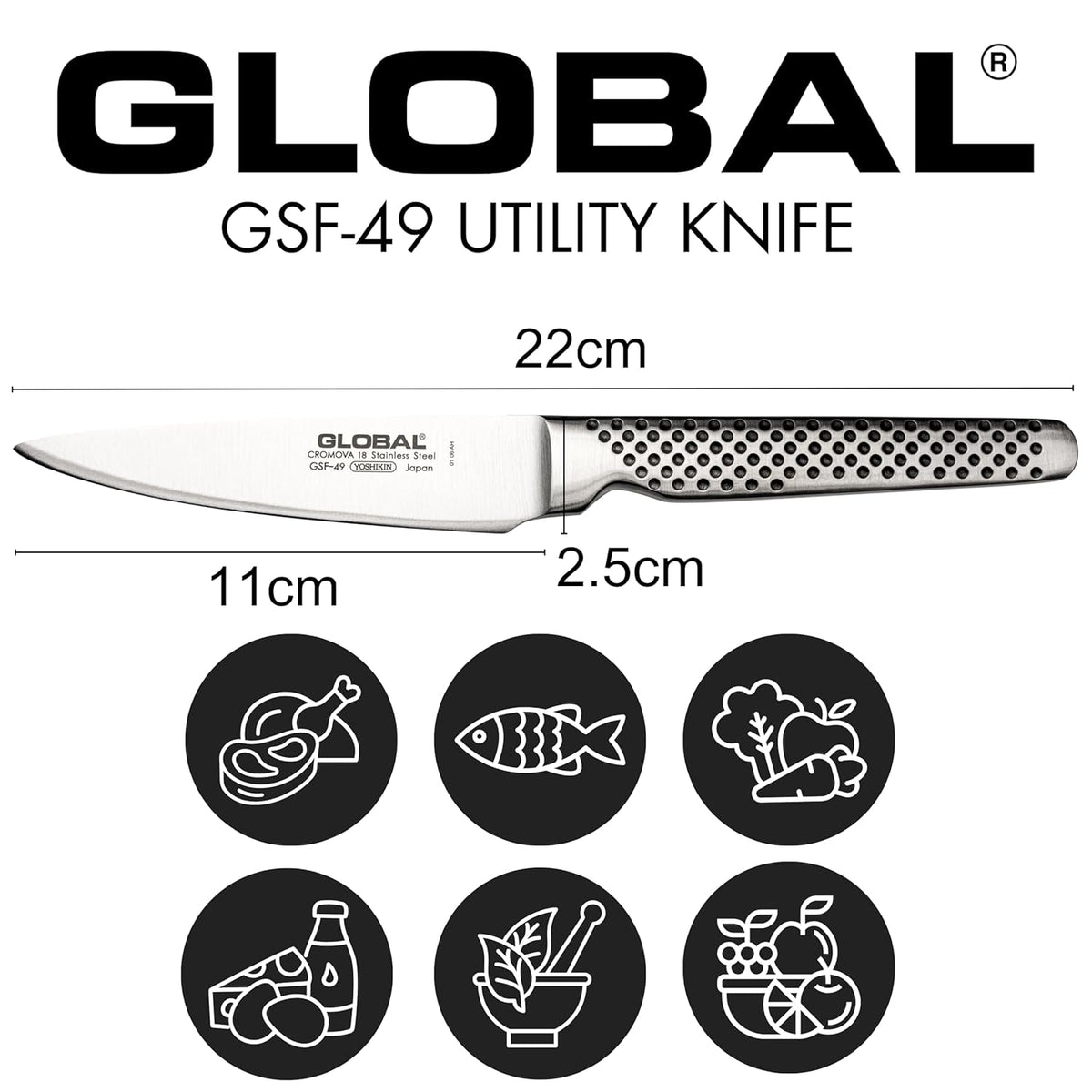 Global GSF-49-4 1/2 inch, 11cm Utility Knife