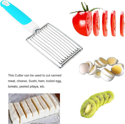 Luncheon Meat Cutter, Cheese & Potato Slicer, Stainless Cutter with Handle for Egg Ham Fruit Tomato, Cutting Evenly Thick, Food Cutting Tool for Kitchen (Blue)