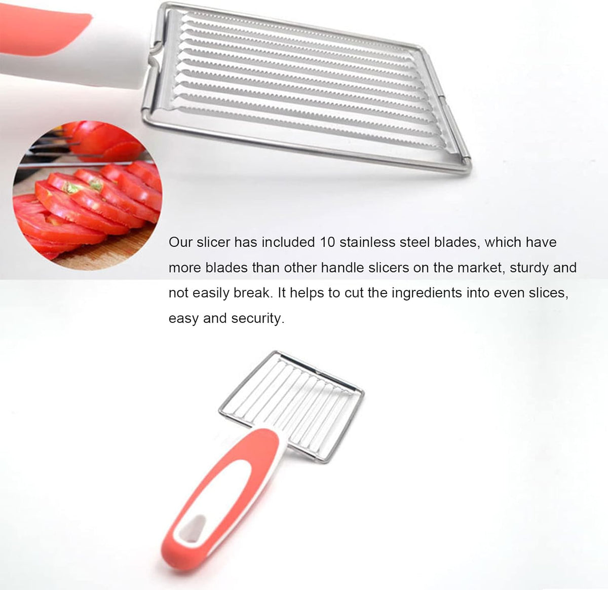 Luncheon Meat Cutter, Cheese & Potato Slicer, Stainless Cutter with Handle for Egg Ham Fruit Tomato, Cutting Evenly Thick, Food Cutting Tool for Kitchen (Blue)