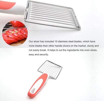 Luncheon Meat Cutter, Cheese & Potato Slicer, Stainless Cutter with Handle for Egg Ham Fruit Tomato, Cutting Evenly Thick, Food Cutting Tool for Kitchen (Blue)