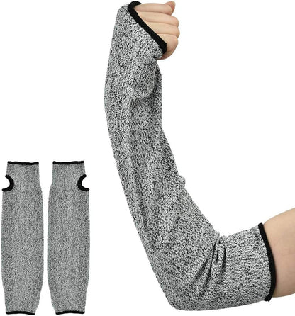 Cut Arm Sleeves, 5 Level Protection HPPE Nylon Spandex Safety Sleeve, with Heat Cut Abrasion Tear Resistance, for Construction Mining Glass Processing Metal Work (L=45cm)