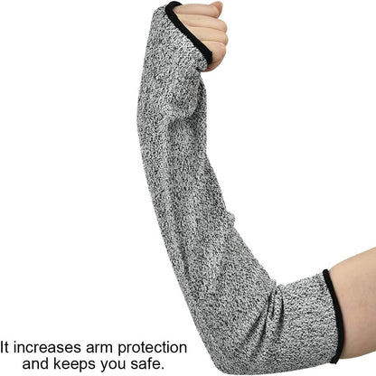Cut Arm Sleeves, 5 Level Protection HPPE Nylon Spandex Safety Sleeve, with Heat Cut Abrasion Tear Resistance, for Construction Mining Glass Processing Metal Work (L=45cm)