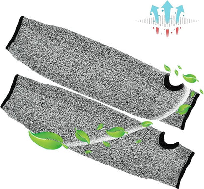 Cut Arm Sleeves, 5 Level Protection HPPE Nylon Spandex Safety Sleeve, with Heat Cut Abrasion Tear Resistance, for Construction Mining Glass Processing Metal Work (L=45cm)