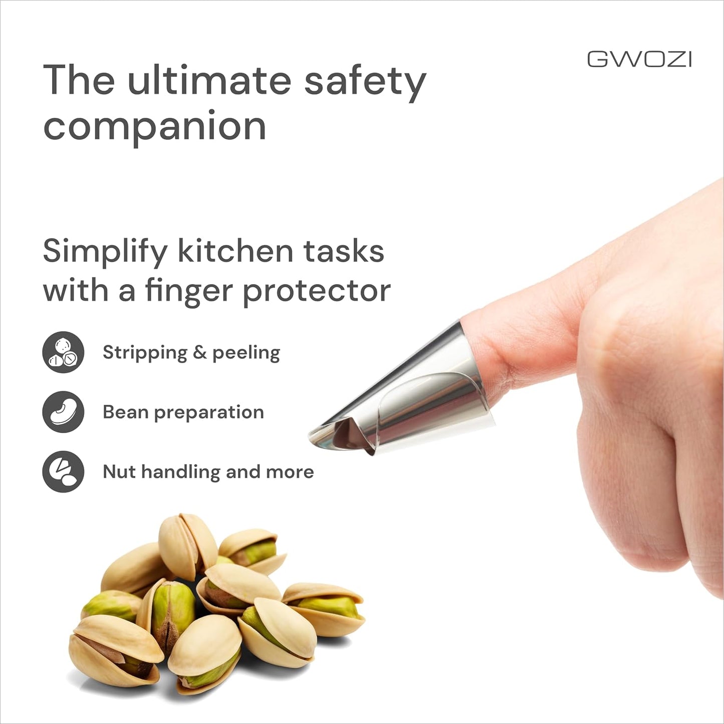 Stainless Steel Finger Protector for Cutting & Stripping Beans, Pistachios - Kitchen Finger Guards for Cutting and Stripping Nuts - Metal Nail Protection Cover, 12 Pcs