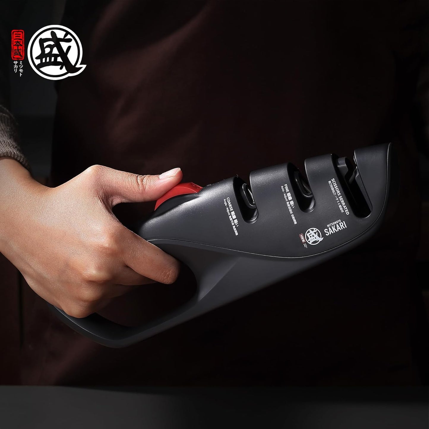 3-Stage Adjustable Kitchen Knife Sharpener | Adjustable Angle for Knife Types, Dull Edge Repair and Fine Honing, Scissors Sharpening Slot, Countertop Grip Control