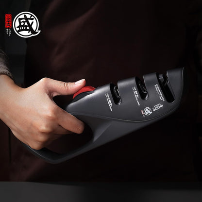 3-Stage Adjustable Kitchen Knife Sharpener | Adjustable Angle for Knife Types, Dull Edge Repair and Fine Honing, Scissors Sharpening Slot, Countertop Grip Control