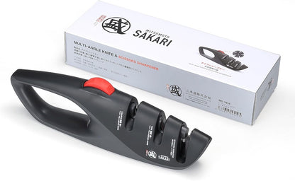 3-Stage Adjustable Kitchen Knife Sharpener | Adjustable Angle for Knife Types, Dull Edge Repair and Fine Honing, Scissors Sharpening Slot, Countertop Grip Control