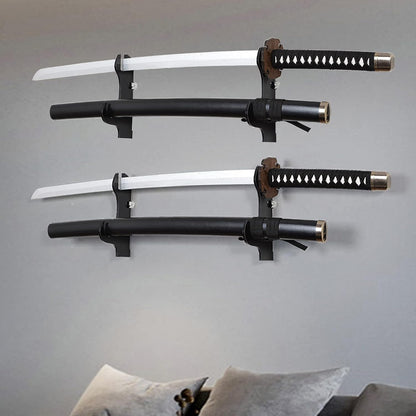 Samurai Knife Holder - Wall Mount - 2 Sets Black Plexiglass - Display Knives, Samurai Swords, Sabres, Chinese Swords, Staff